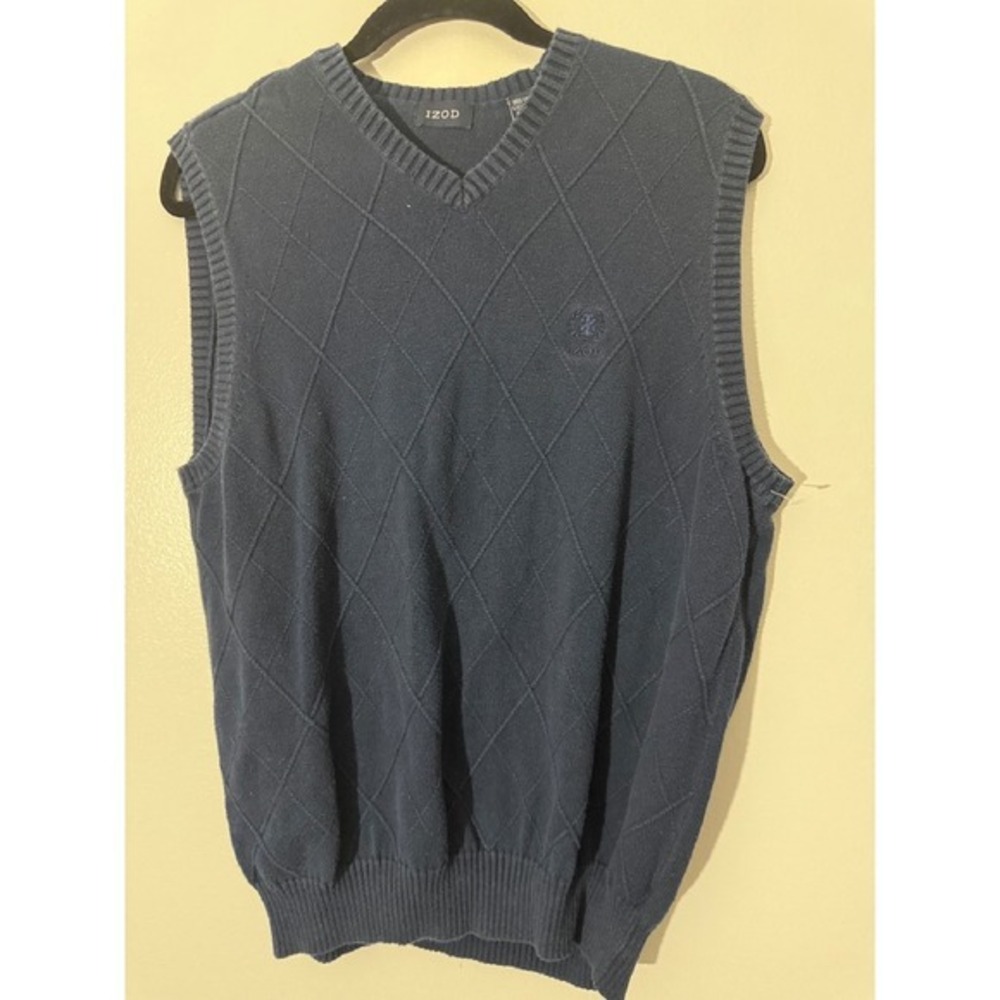 IZOD Sweater‎ Vest Argyle Knit Sleeveless Golf Casual Blue Mens Size M